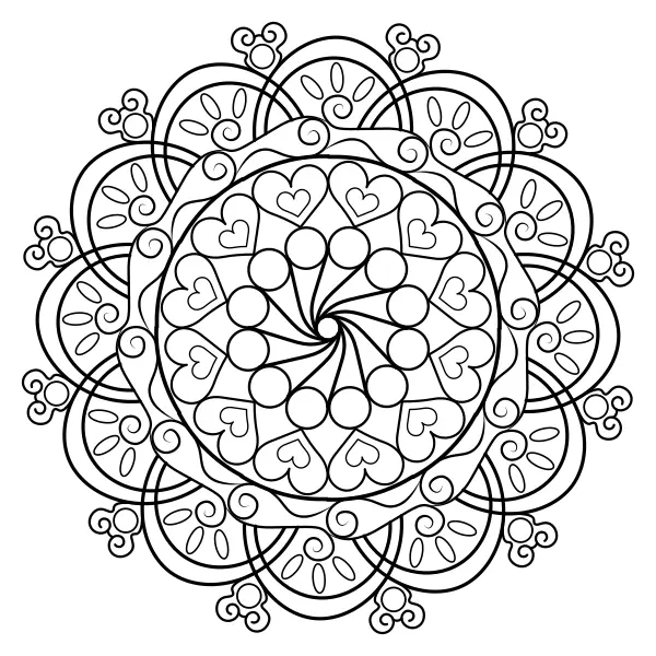 Mandala szívecskékkel | Online kifestők gyerekeknek