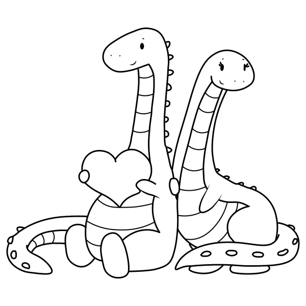 Szerelmes dinoszauruszok | Online kifestők gyerekeknek