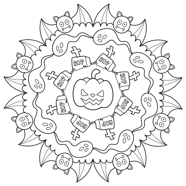 Halloween-mandala | Online kifestők gyerekeknek