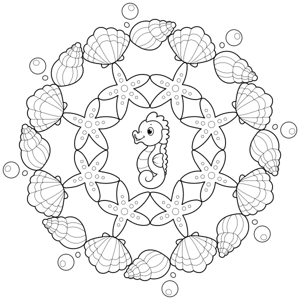 Kagylós mandala | Online kifestők gyerekeknek