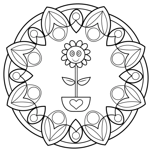 Napraforgó-mandala | Online kifestők gyerekeknek