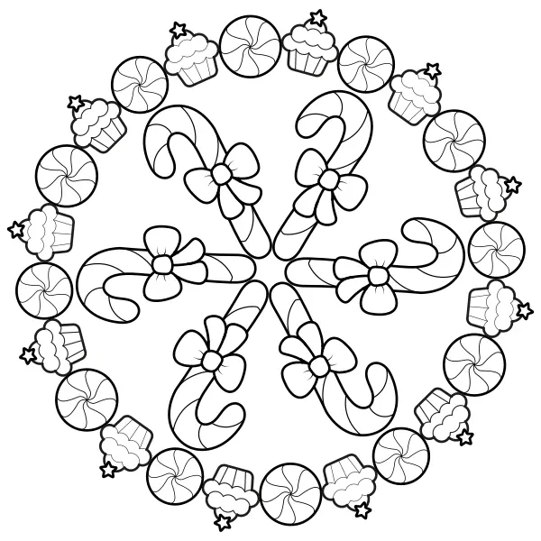 Cukorkás mandala | Online kifestők gyerekeknek
