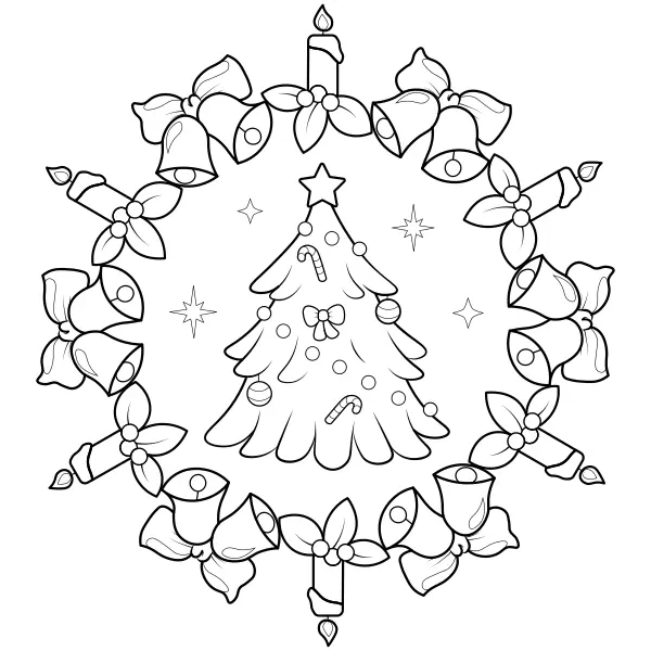 Mandala – Karácsonyfa | Online kifestők gyerekeknek