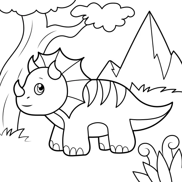 Dinoszaurusz – Kicsi Triceratops | Online kifestők gyerekeknek
