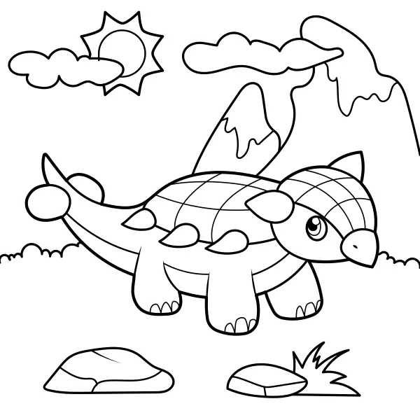 Dinoszaurusz – Kicsi Ankylosaurus | Online kifestők gyerekeknek