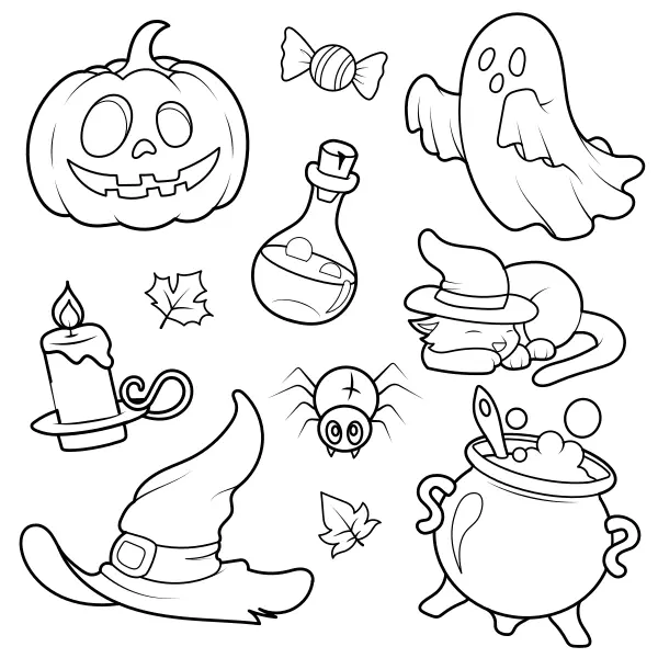 Halloween-motívumok | Online kifestők gyerekeknek