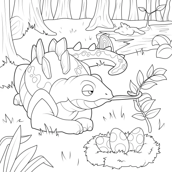 Stegosaurus az erdőben | Online kifestők gyerekeknek
