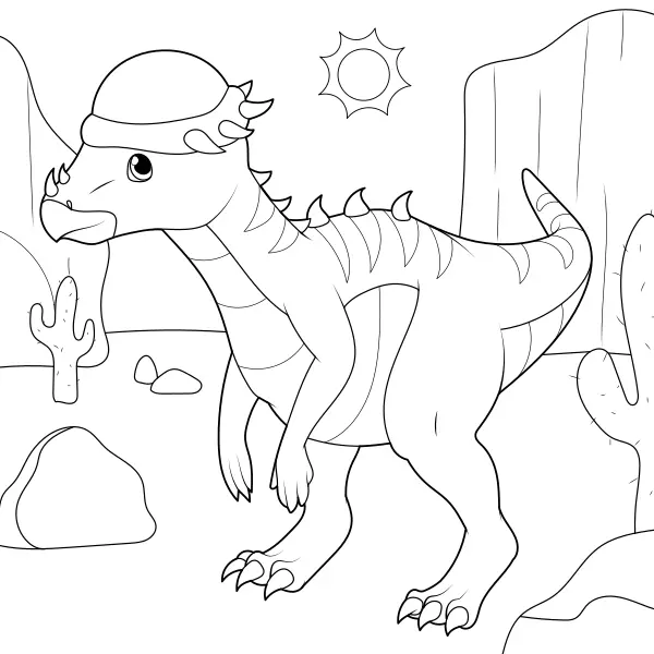 Pachycephalosaurus a sivatagban | Online kifestők gyerekeknek