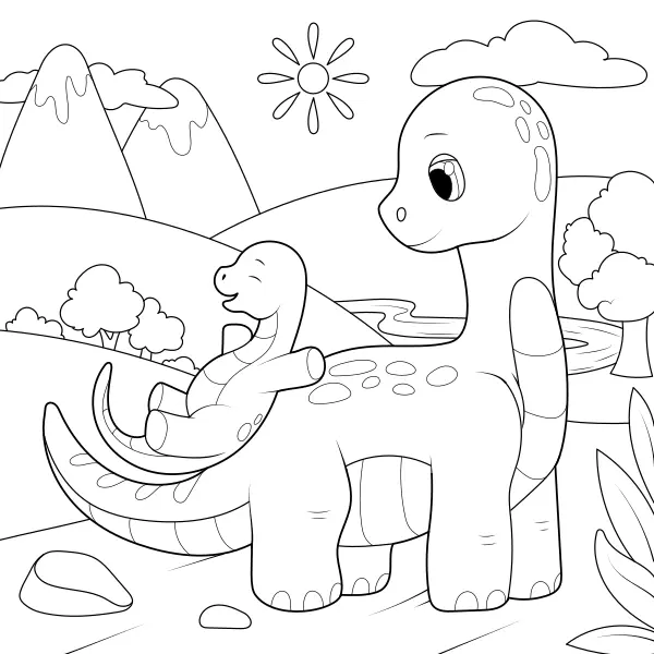 A dinoszauruszok játszanak | Online kifestők gyerekeknek