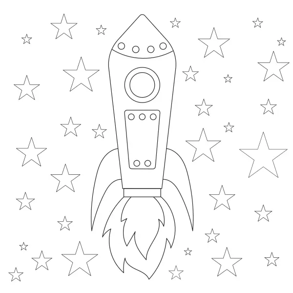 A rakéta és a csillagok | Online kifestők gyerekeknek