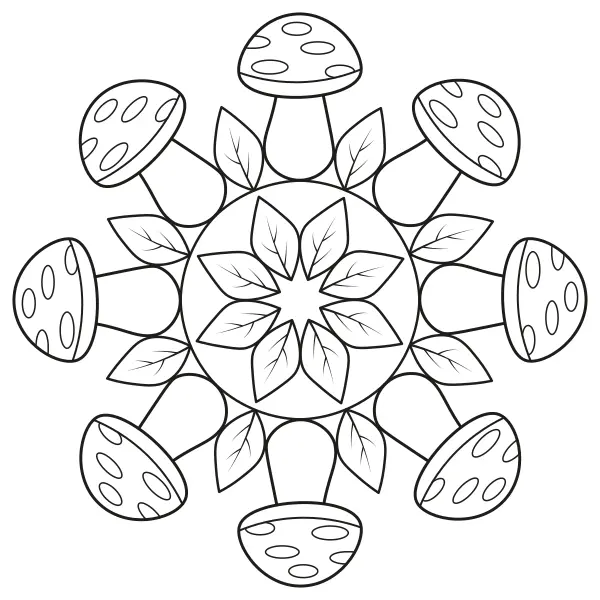 Gomba-mandala | Online kifestők gyerekeknek